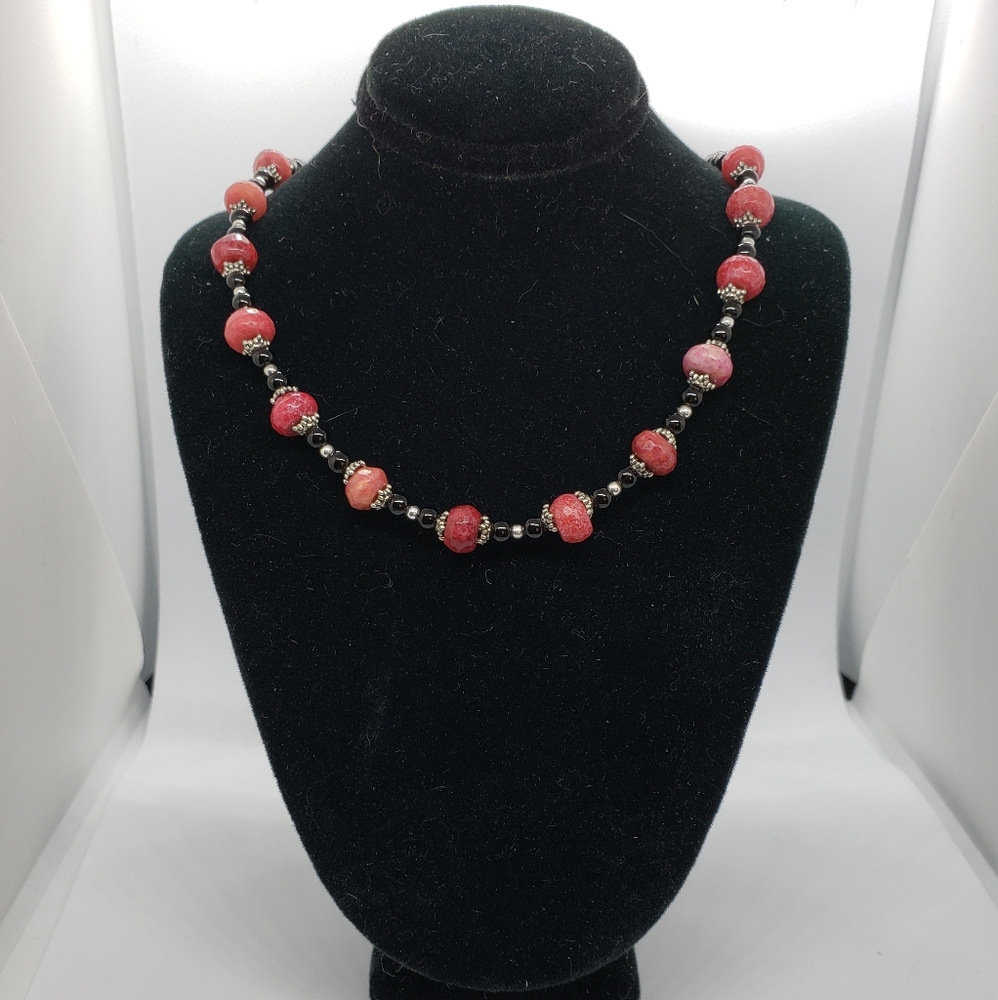 Red and Black Agate Necklace